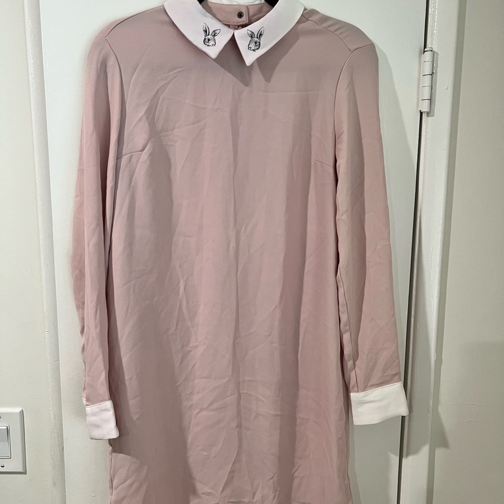 Victoria Beckham for Target Pink Long Sleeve Dress with a Collar